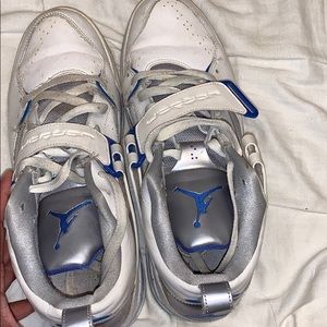 White and blue Jordan’s